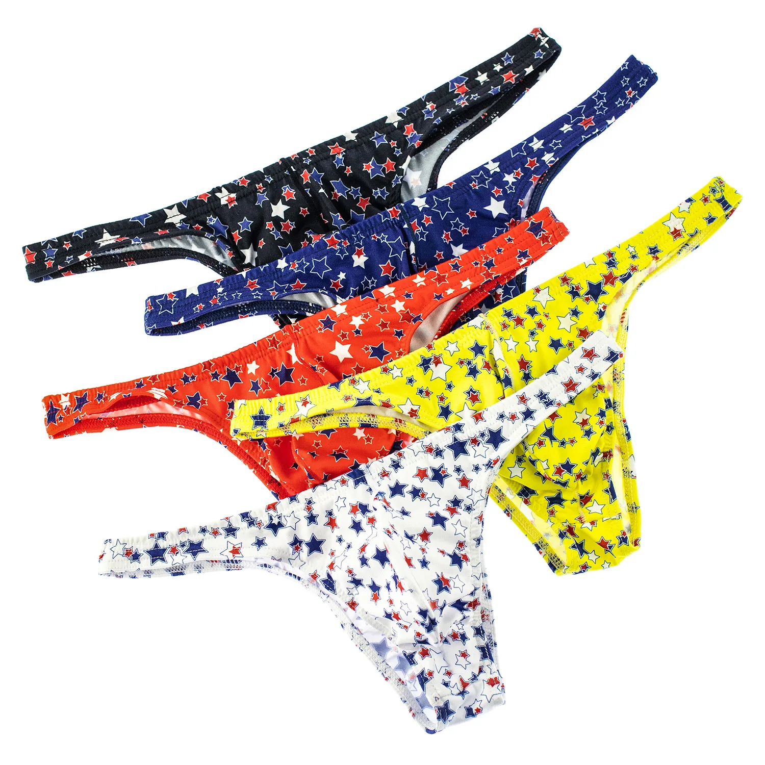 Men\'s Sexy Underwear Man Mini Briefs Fashion Star Print Breathable Bikini Briefs Penis Pouch Erotic Low Waist Underpants Cuecas