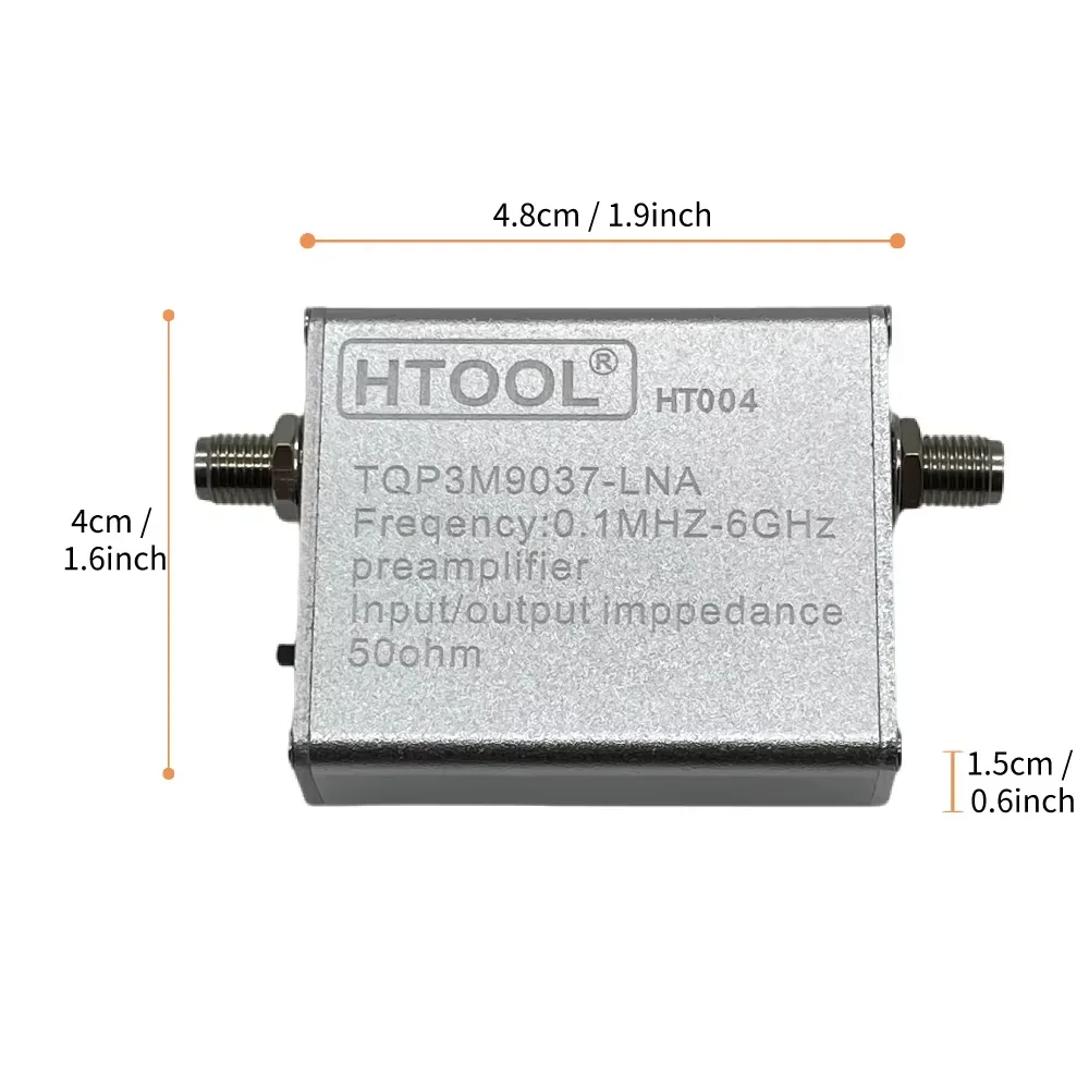 HTOOL HT004 Signal Amplifier Low Noise 100k-6GHz Wideband Preamplifier Full Band Gain 20dB LNA
