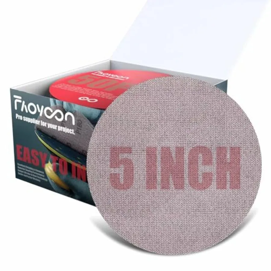 

5 Inch Sanding Mesh Micro Mesh Hook and Loop Sanding Discs Dust Free Net Sandpaper 50 Pack Assortment 80 100 120 220 320 Grit W