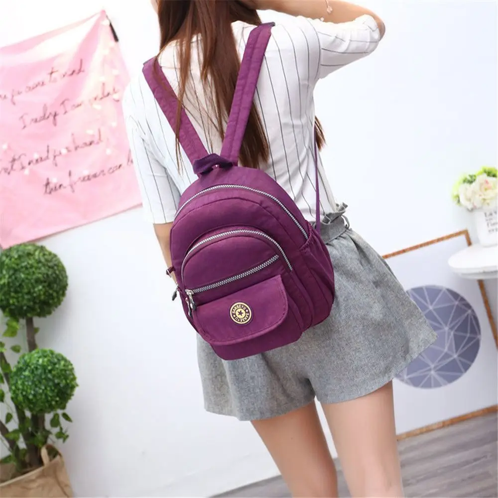 Women Nylon Mini Backpack Purse Small Backpack Shoulder Rucksack Outdoor Travel Bag