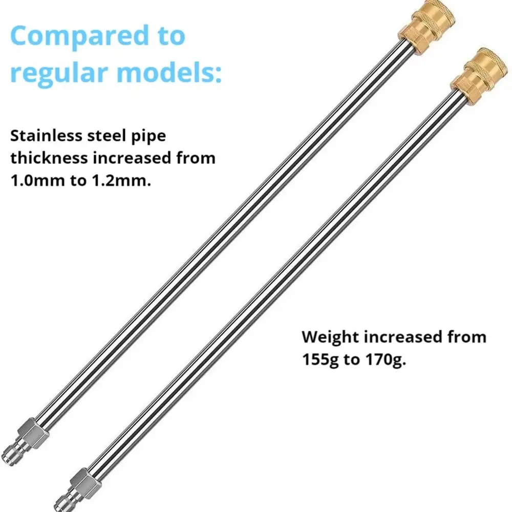 1 szt. Przedłużka do myjki ciśnieniowej ze stali nierdzewnej, prosty drążek natryskowy z szybkozłączką 1/4 cala, 40 cm