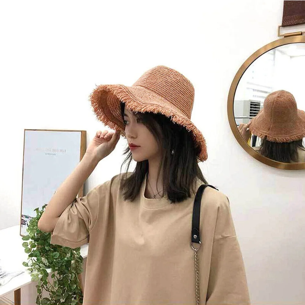 Sunscreen Lady Hat New Breathable Sunshade Travel Straw Cap Folding Floppy Caps Summer