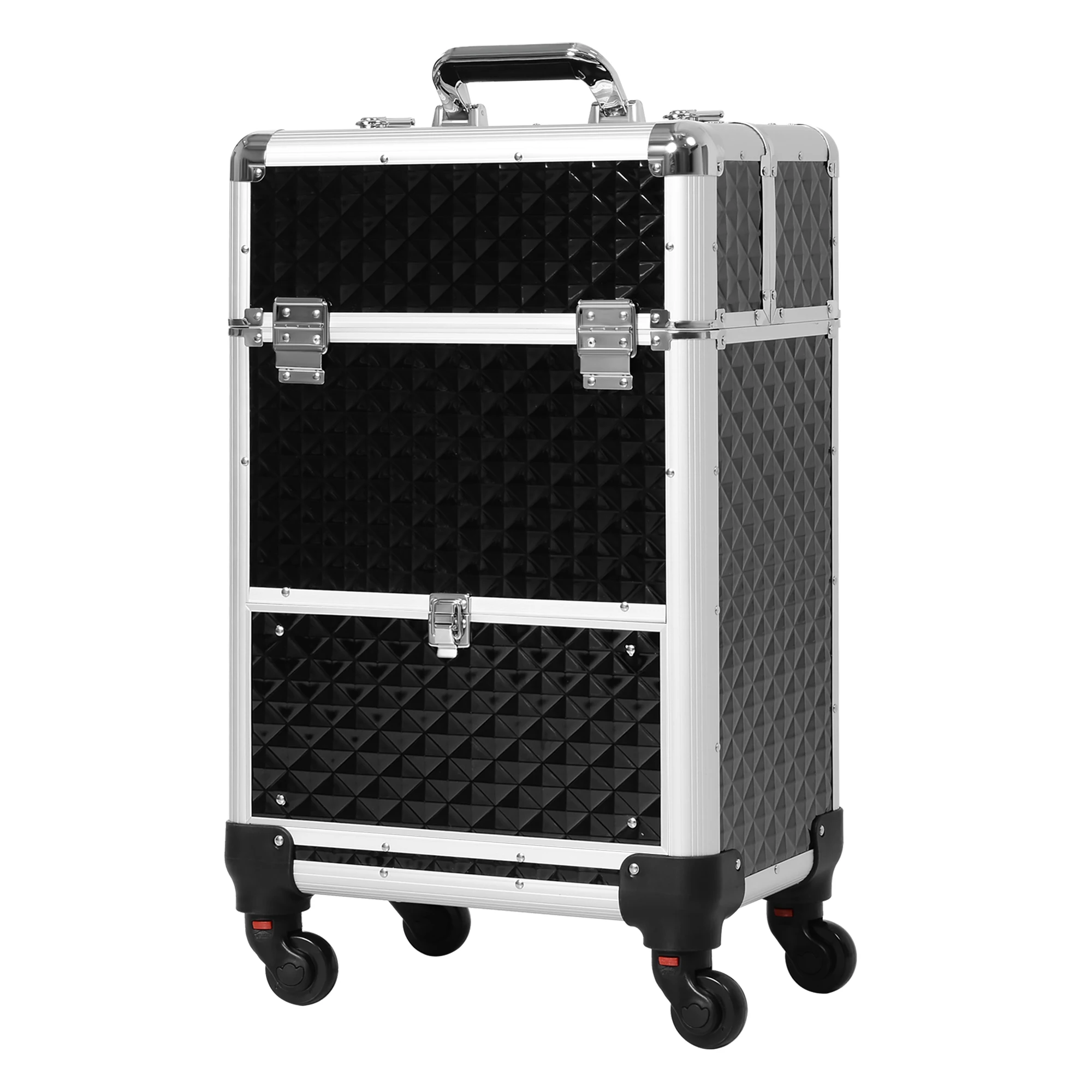 HOMCOM professional makeup suitcase with wheels for travel 34x25x62 cm black