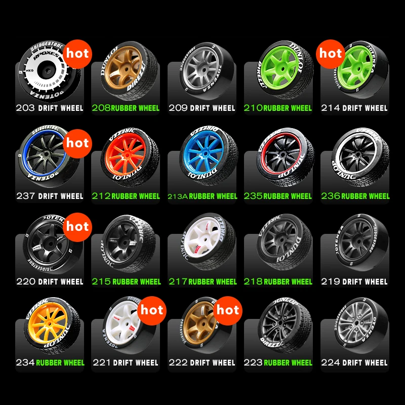 KAMTOM1/16remote control car parts tools spare rubber tire drift tire tail wing decoration lithium battery charging cable bumper