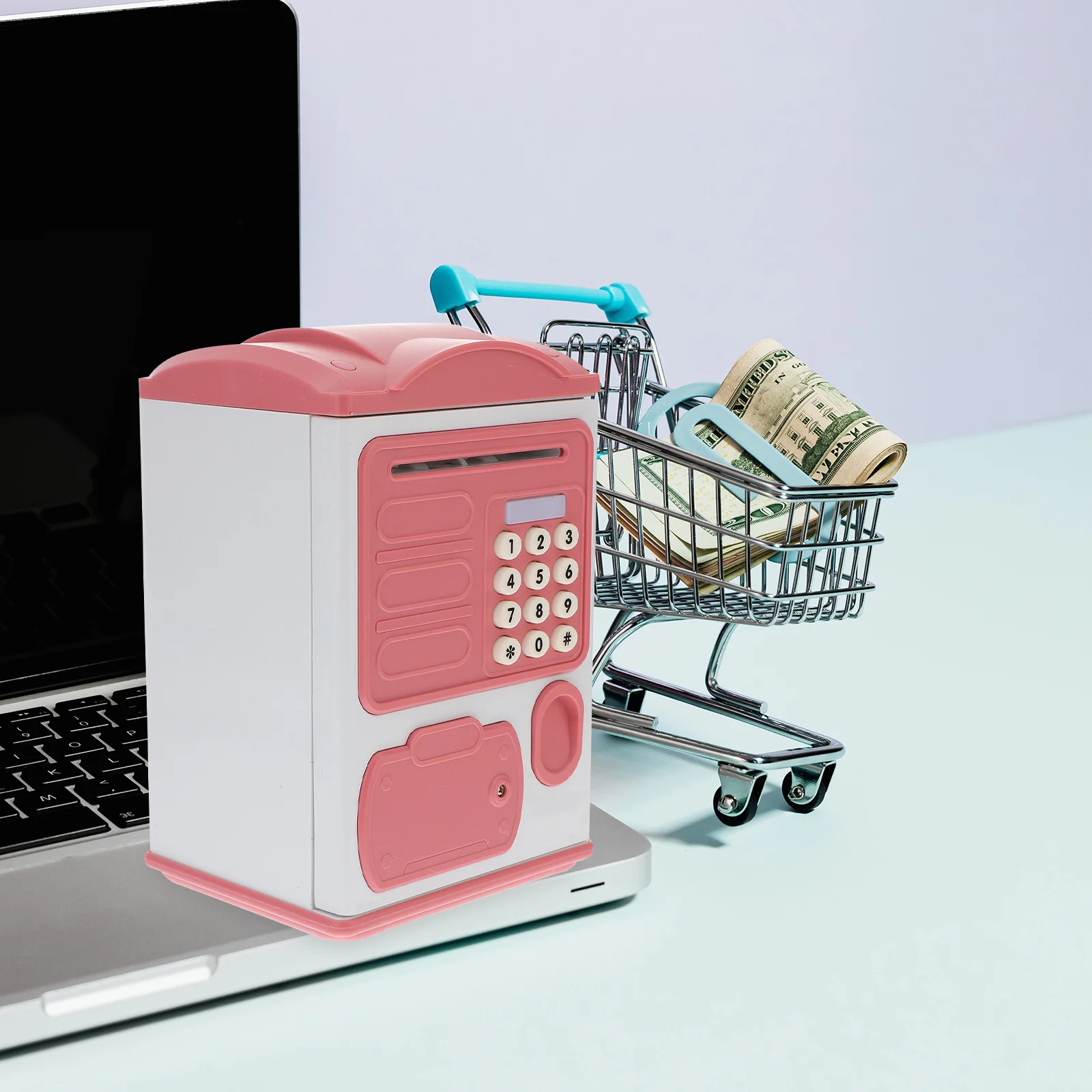 صندوق توفير العملات المعدنية للأطفال من Piggy Bank بصمة الإصبع وكلمة المرور الآمنة لبنك المال الكرتوني للفتيات والأولاد