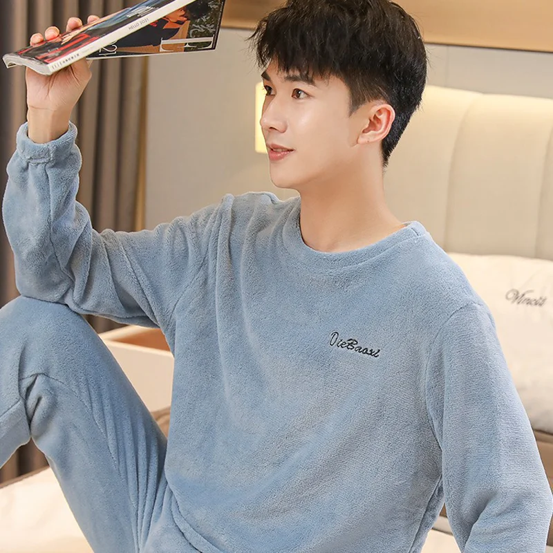 Autumn and Winter New Coral Velvet Pajamas Homewear Suit Men and Women Models Thickened and Padded Underwear Pajamas Homewear