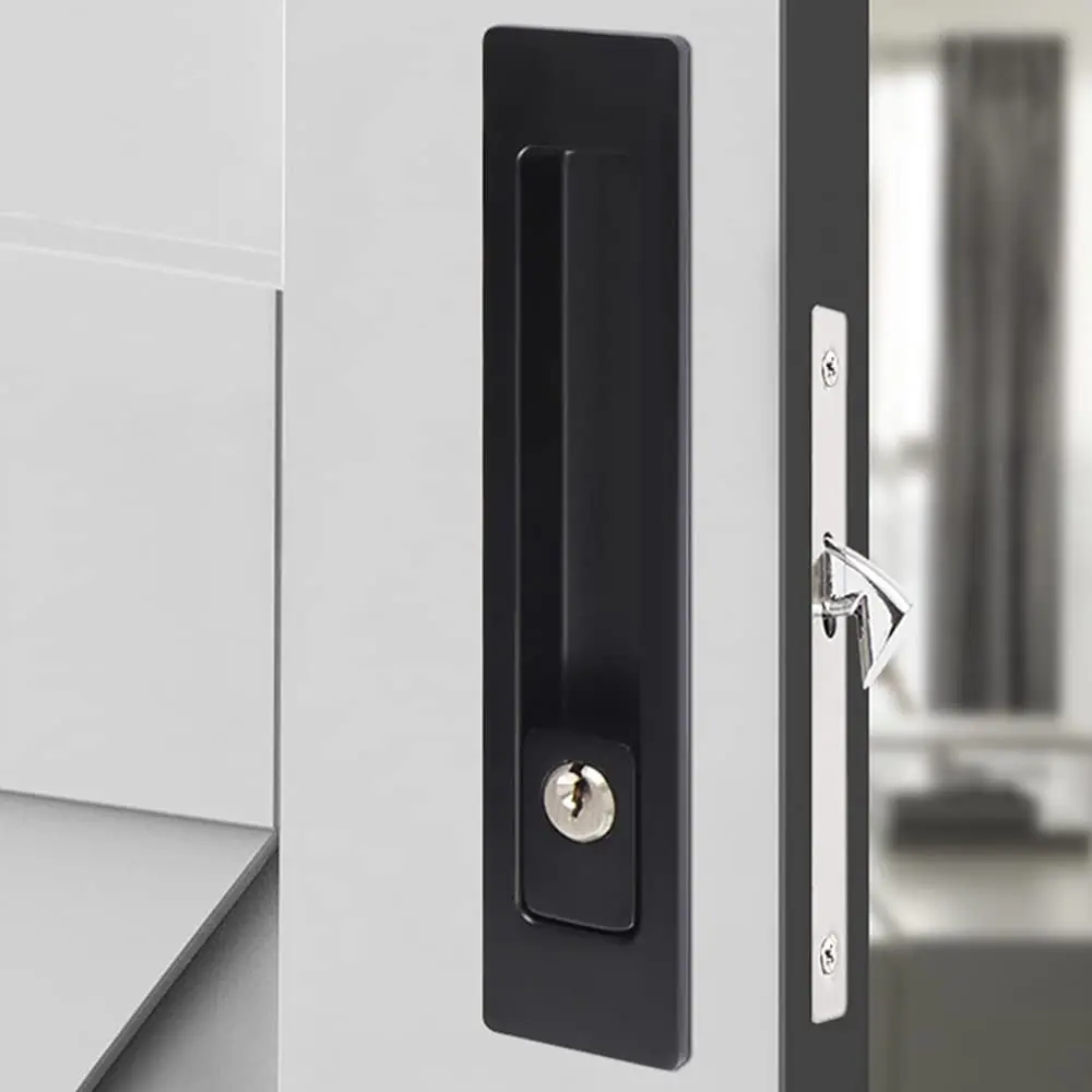 Imagem -03 - Porta Deslizante Mortise Bloqueio Trava Invisível Recesso Handle Conjunto com Chaves Interior Madeira Bolso Porta Bloqueio Móveis Hardware