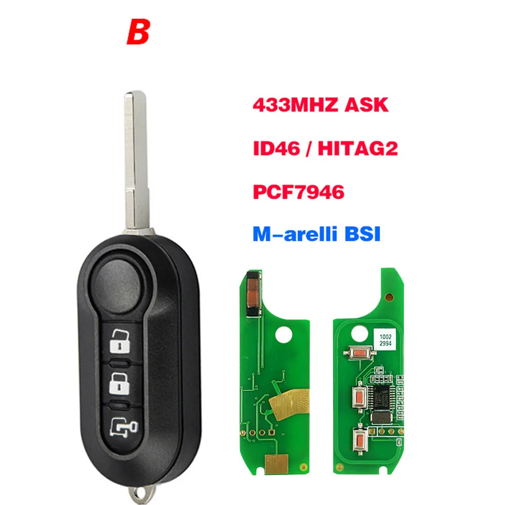 Replacement Keyless Key Fob For Dodge Ram Promaster 1500 2500 3500 Flip 433MHz ID46 Marelli BCM RX2TRF198