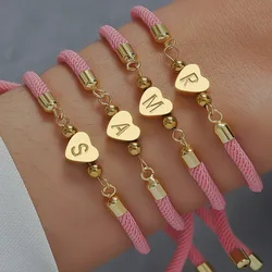 New Classic A-Z Heart Initial Letter Bracelet Women Simpel Adjustable Colorful Rope Bracelet For Women Jewelry Gift