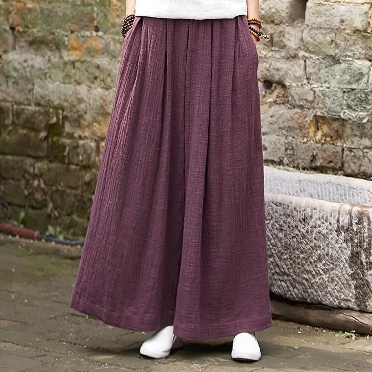 New 2024 Autumn women loose casual cotton linen wide leg joggers,Brand sorft pleated Women casual Harem Pants plus size 5XL