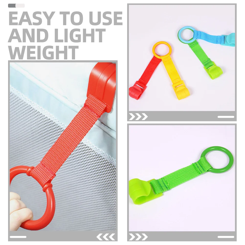 4Pcs Baby Walking Assistant Pull Up Rings Crib Cot Hanging Handle Toddler Learning Tool Baby Pull Up Rings Hanging Ring