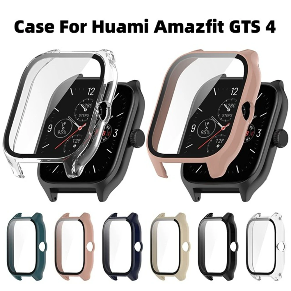 PC Cover+Glass For Huami Amazfit GTS 4 Full Screen Protector SmartWatch Shell Accessories For Huami Amazfit GTS4 Hard Case Bumpe