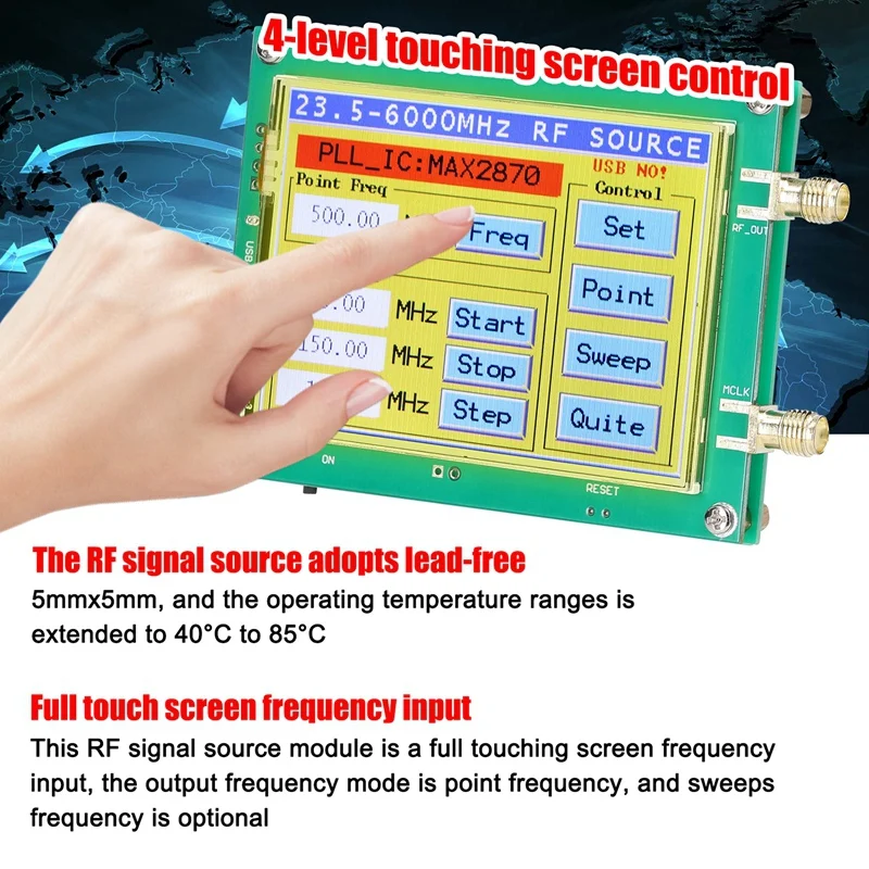 MAX2870 23.5-6000MHz Signal Generator 0.5PPM Low Noise Signal Source Touchable Screen PC Software Control PLL VCO