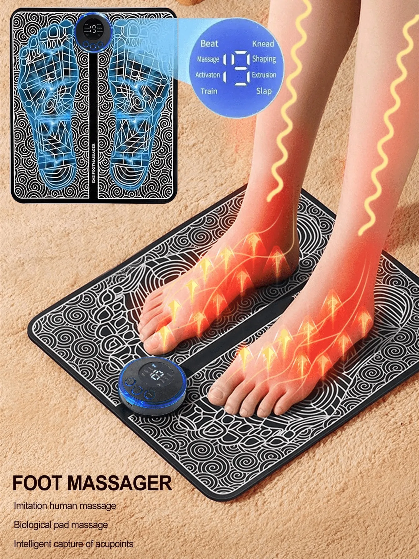 Foot Massager EMS Therapy Machine Automatic Meridian Pressing Device for Pain Relief and Relaxation