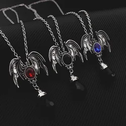 New Popular Gothic Ladies Necklace Halloween Retro Bat Wings Gemstone Inlaid Creative Jewelry Accessories Gift for Women