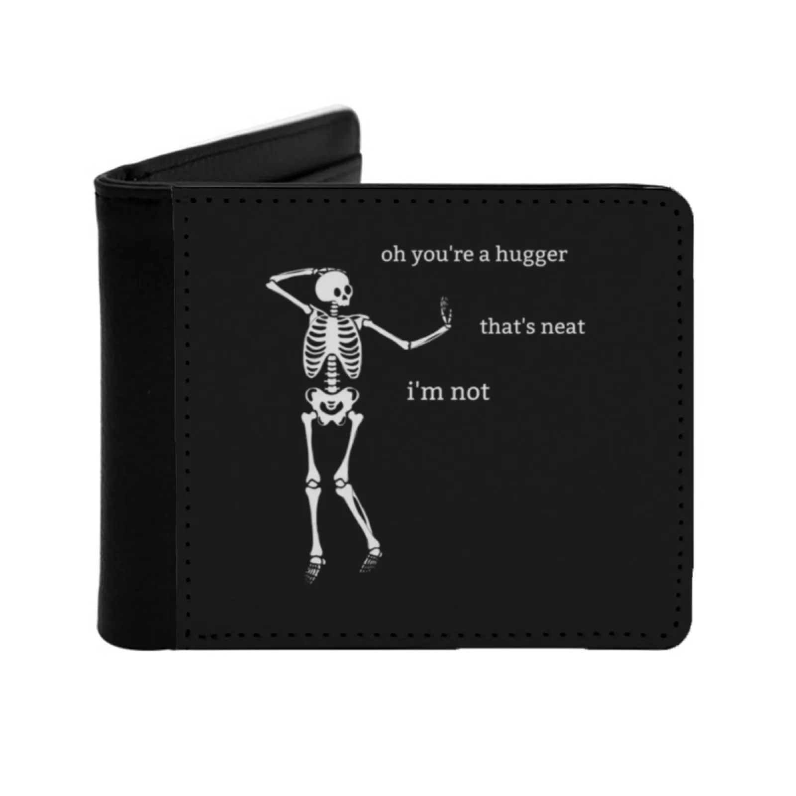 

Sassy Skeleton "You're A Hugger" Короткие мужские кошельки с забавной надписью Держатель для кредитных карт Ретро-кошелек Мужской кошелек из искусственной кожи