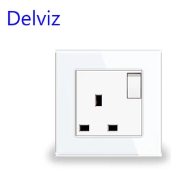 Delviz 13A UK Standard Power Socket, No logo Tempered glass Panel, AC 110V-250V, Electric plug Wall Outlet with switch control