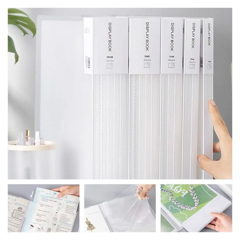 Large Capacity A4 File Folder Waterproof Dustproof Paper Organizer Transparent 20/30/40/60/80/100 Sheets Document Container