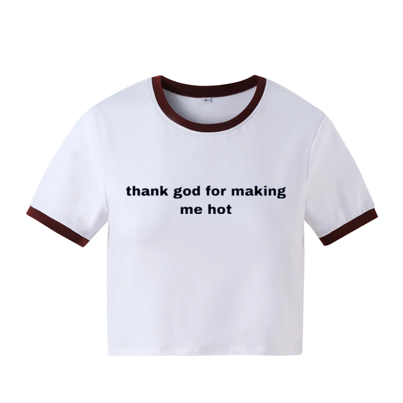 Thank God For Making Me Hot Y2K Cropped Top Baby Tee 2000s Inspired Tee Slogan Graphic Cotton T-Shirt Gift For Her