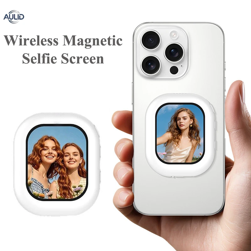 Wireless Mini Magnetic Selfie Screen Monitor for iPhone 17/16 Android Phone Back Camera Shooting Vlog Live Photography Accessory