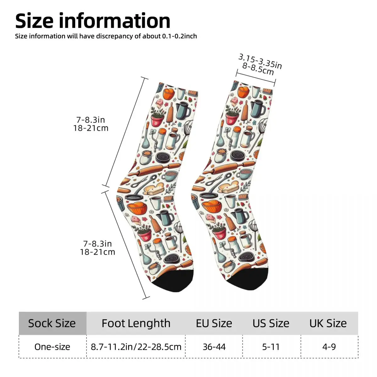 Seamless Pattern Of Kitchen Items Pattern Socks Harajuku Super Soft Stockings All Season Long Socks for Unisex Birthday Present