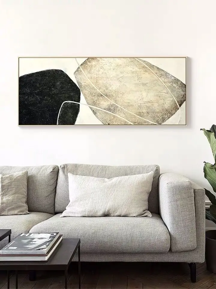 Hand painted abstract triptych Zhao Wuji Nordic living room decoration