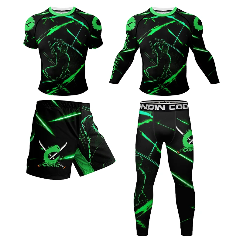 Cody Lundin Casual Breathable Men's Kickboxing MMA Bjj Jiu Jitsu Rashguards Shirt+Pants 4Piece Sets Can Customized Logo Printing