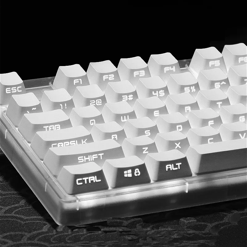 

Minimalist Black/white Side Engraved Translucent Keycaps OEM Height PBT Material 134 Keys Fit 68 75 84 98 104 F87