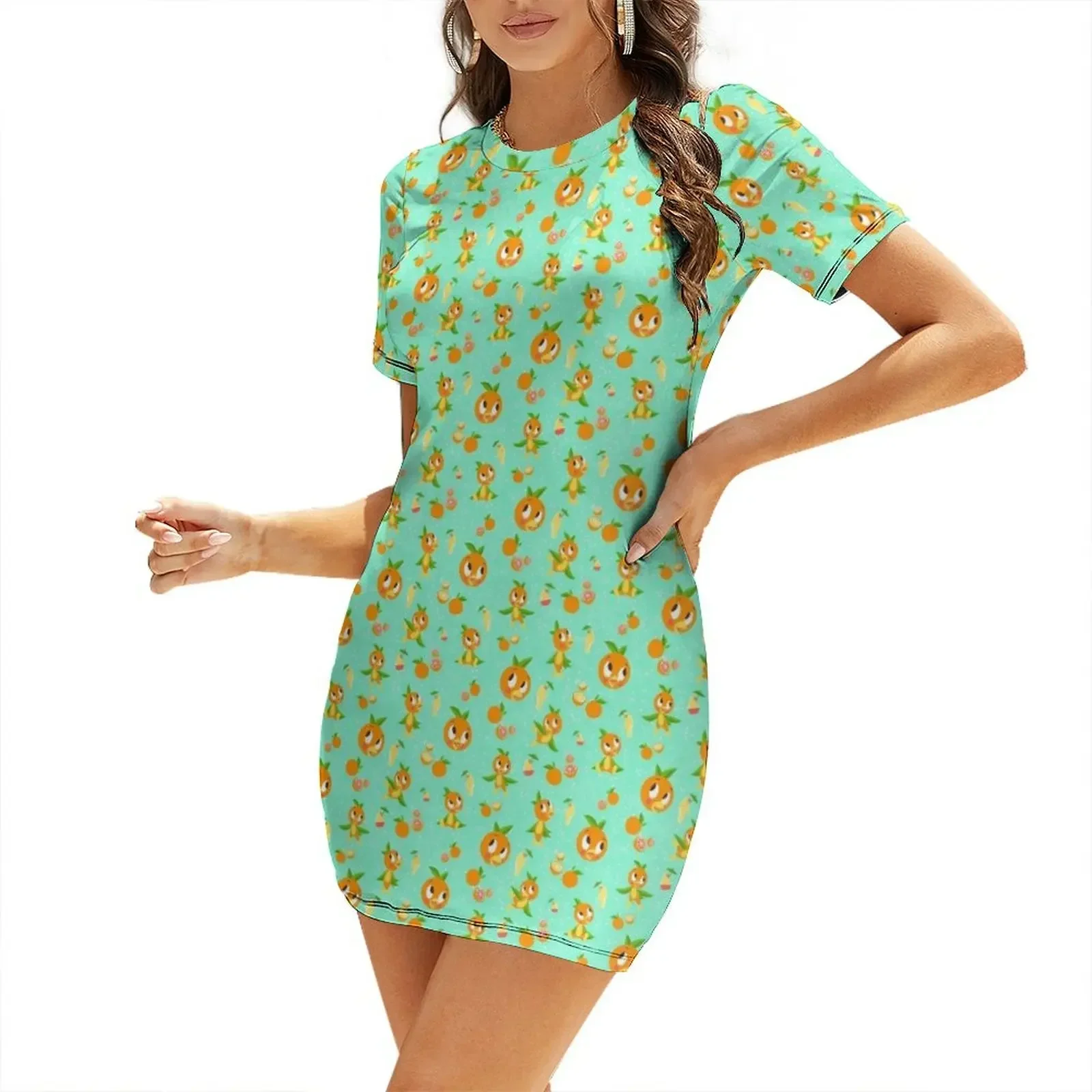 

Orange Bird with Dole whip Short-Sleeved Dress women's elegant loose dresses dresses summer Beachwear