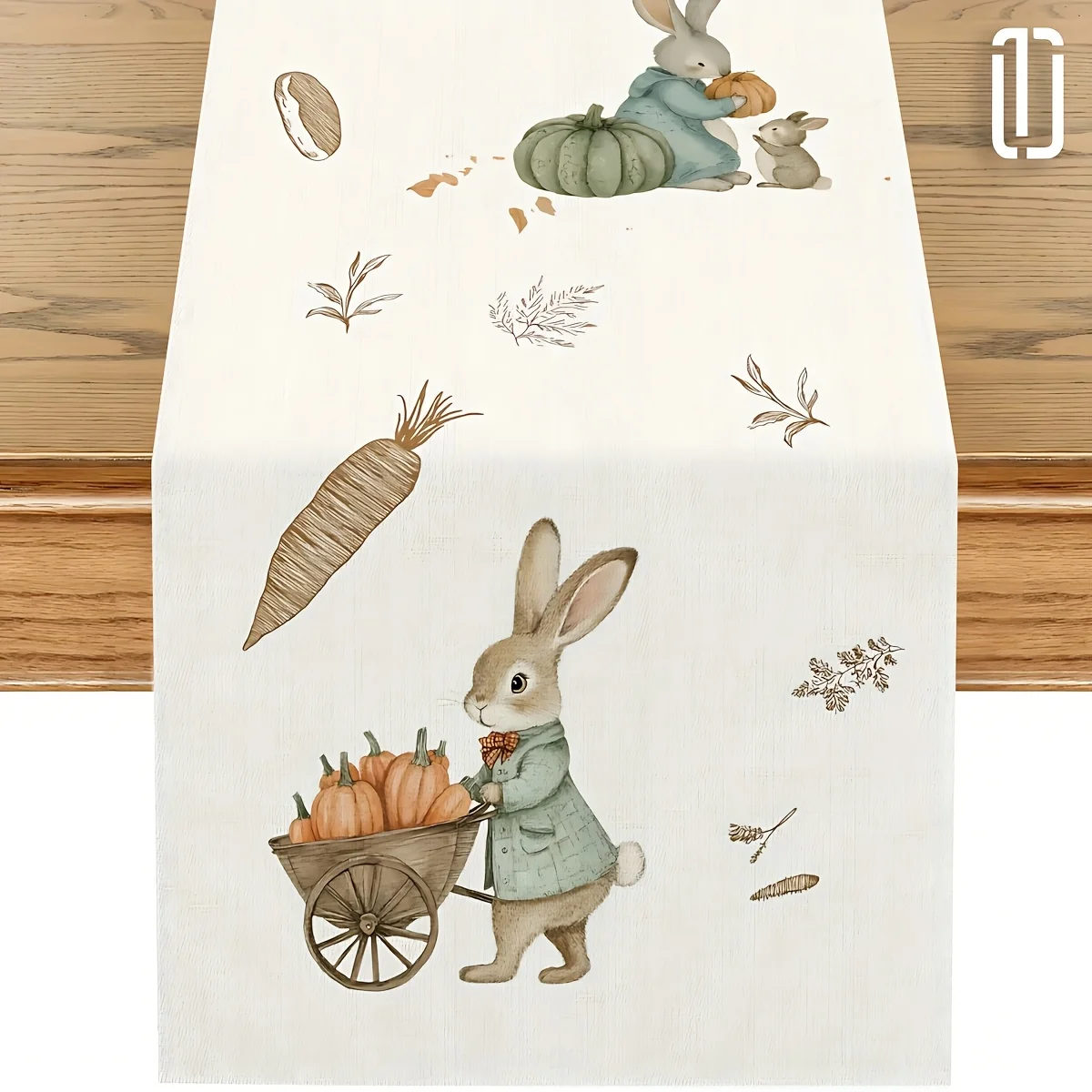 1 Stück Oster-Tischläufer aus Leinen, 2D-gedrucktes Hasen-Eier-Design, Feiertagsgeschenk für Zuhause, Esstisch, Küche, Wohnzimmerdekoration, Frühling