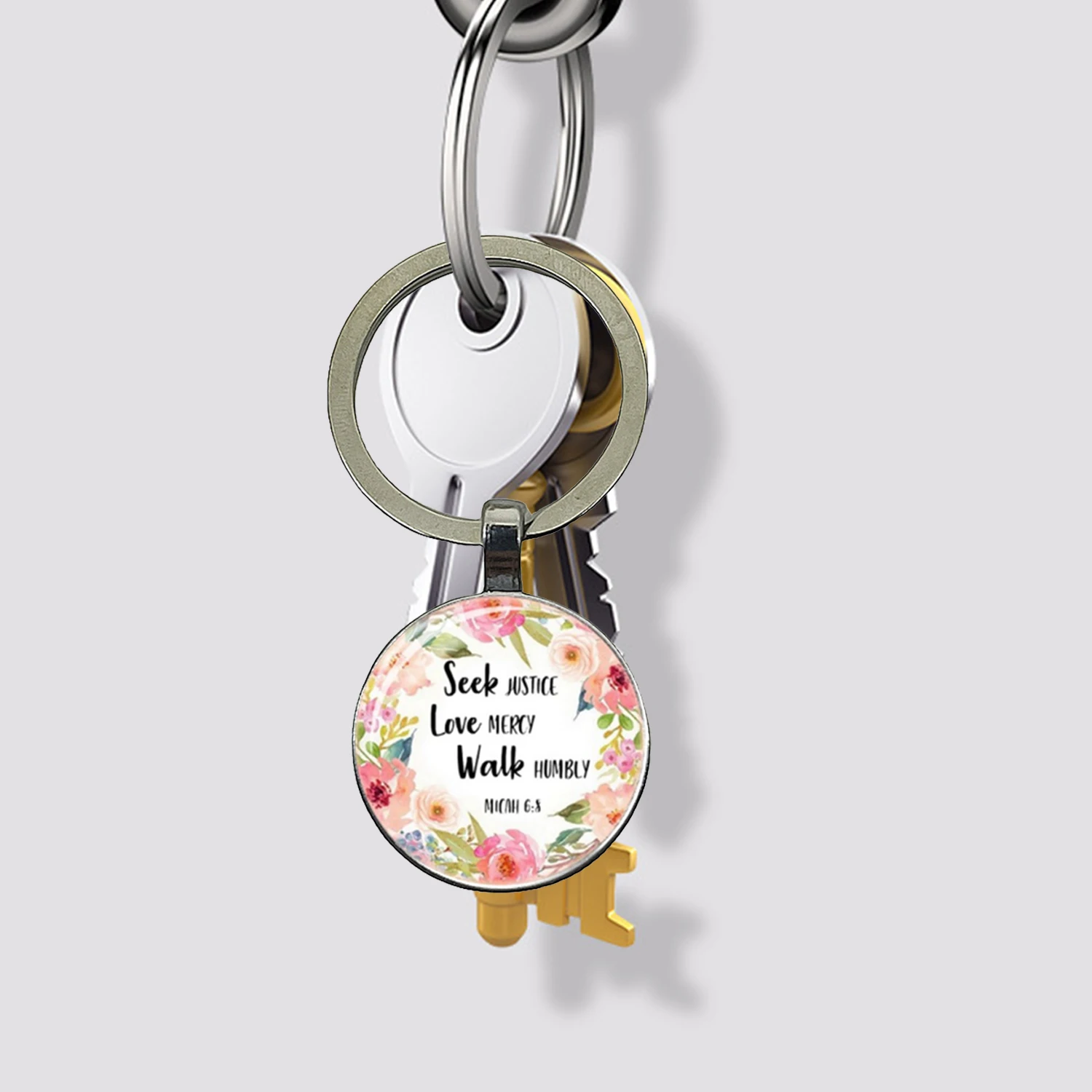 1Pc Bible Verse Jesus Christ Christian Keychain Handmade Glass Cabochon Key Ring Holder Pendant Faith Key Chains Christian Gifts