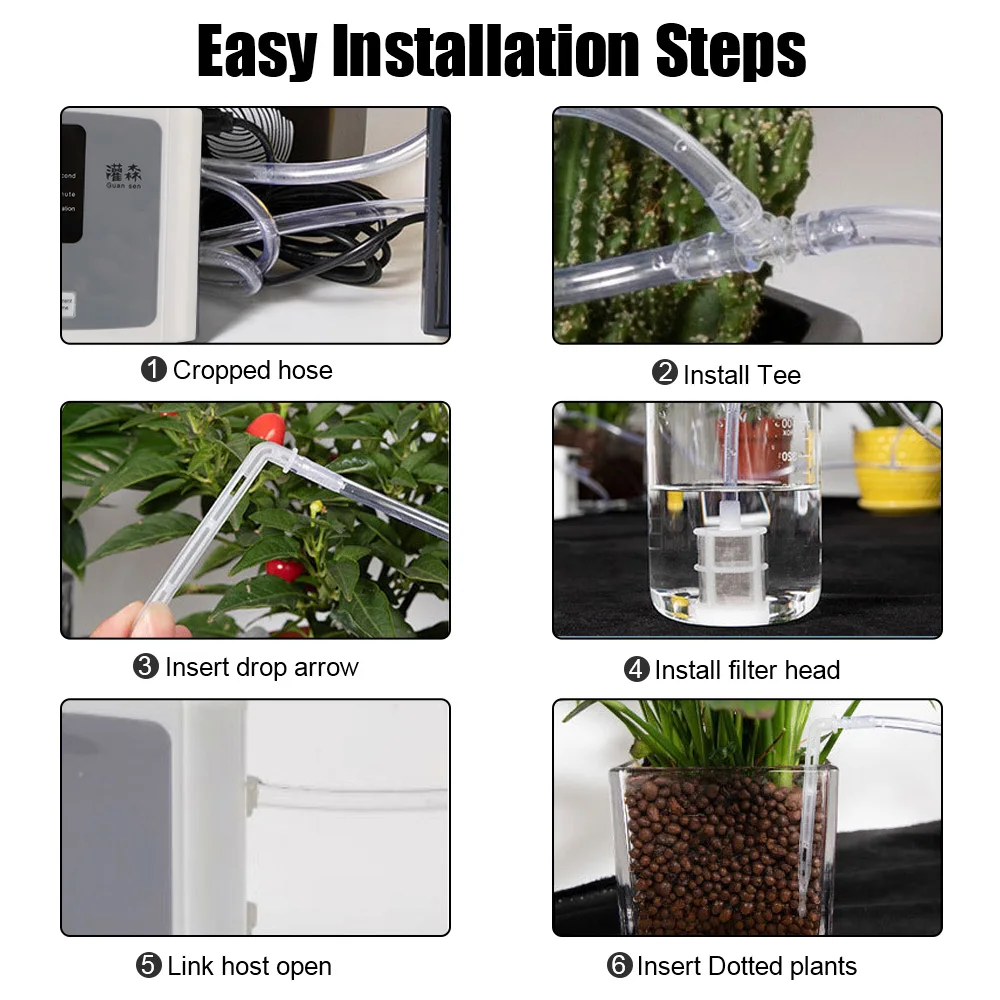 Imagem -03 - Dispositivo de Rega Automático para Plantas Controlador Inteligente Sistema de Gotejamento Solar Temporizador Bomba Dupla Jardim Dispositivo de Irrigação por Gotejamento