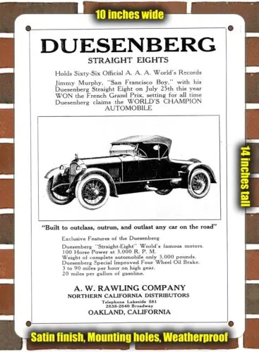 Metal Sign - 1921 Duesenberg Roadster- 10x14 inches