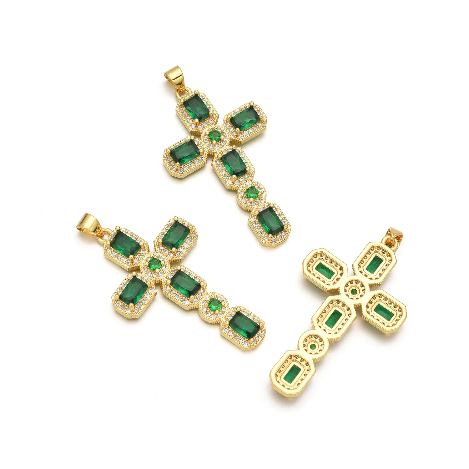 5 Pieces European and American Fashion Zircon Cross Pendant Accessories DIY Pearl Necklace Jewelry Making Materials Wholesale