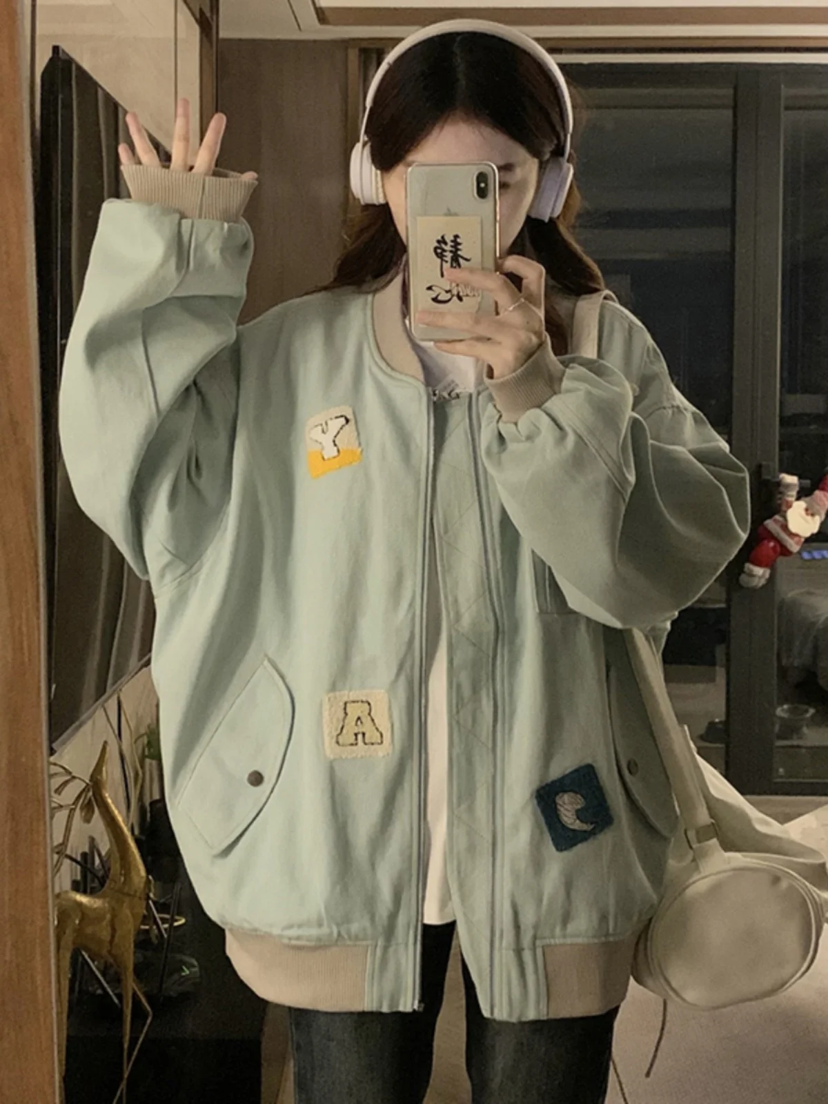 

Baseball Jackets Nylon Womens Winter Long-Sleeved Sherpa Heavy-Duty Button-Down Elegant Mock Two-Pieces Y2K Anti-Fall Flocking