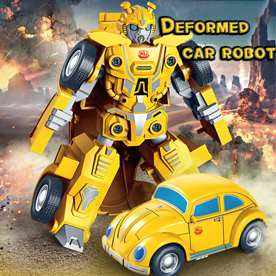 Transforming car robot, transforming vintage car robot, children's inertial car, boy and baby transform into police toy