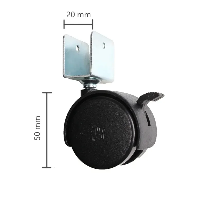 1Pcs 50mm 2 In Swivel Caster Wheels with Brake Plastic Furniture Wheel for Sofa Chair Baby Bed Trolley Cart Black Silver Plywood