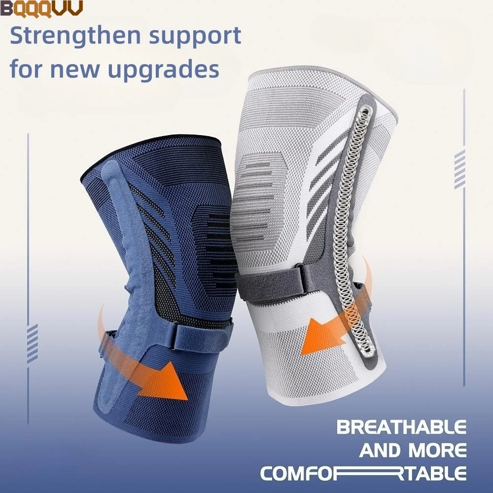 1PC Knee Compression Sleeve for Knee Pain. Knee Support Brace with Side Stabilizers & Patella Tendon Strap for Working, Kneepad