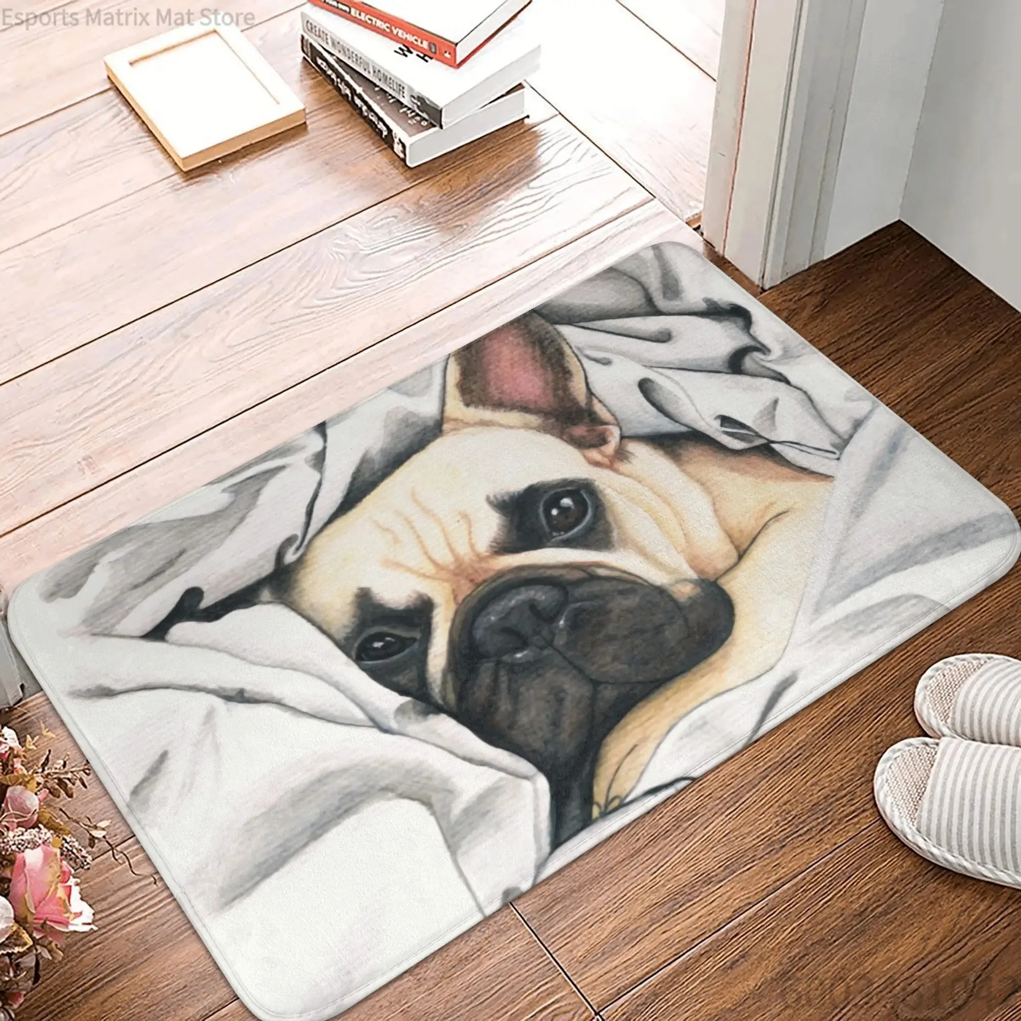 Pop Art Style Carpet  French Bulldog Face Door Mat  Anti Slip French Dog Pet Gift  Kitchen  Bedroom Entrance  Garden Carpet