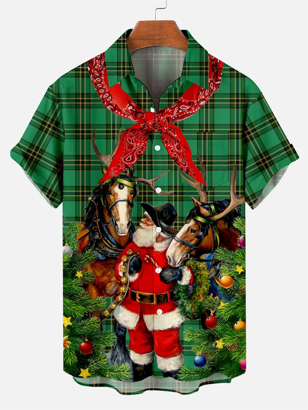 Funny Summer 3D Merry Christmas Printing Men's Shirts & Blouses Gift Reindeer Graphic Shirt Hawaiian Oversized Men Tops
