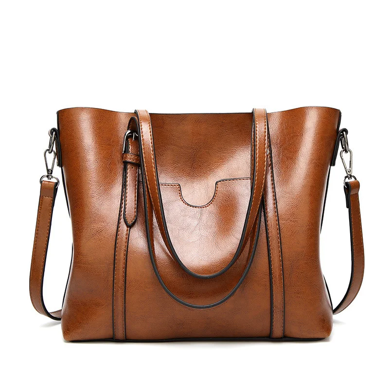 

Women Bag Oil Wax 's Leather Handbags Luxury Lady Hand s with Purse Pocket Messenger Female Big Tote Sac Bols
