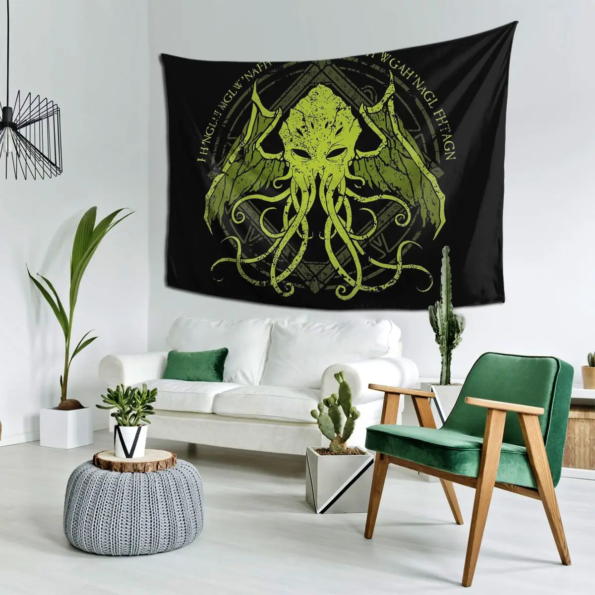 

Cthulhu - Lovecraft - Distressed Chant Design V2 Tapestry Wall Hanging Aesthetic Home Decoration Tapestries for Dorm Room
