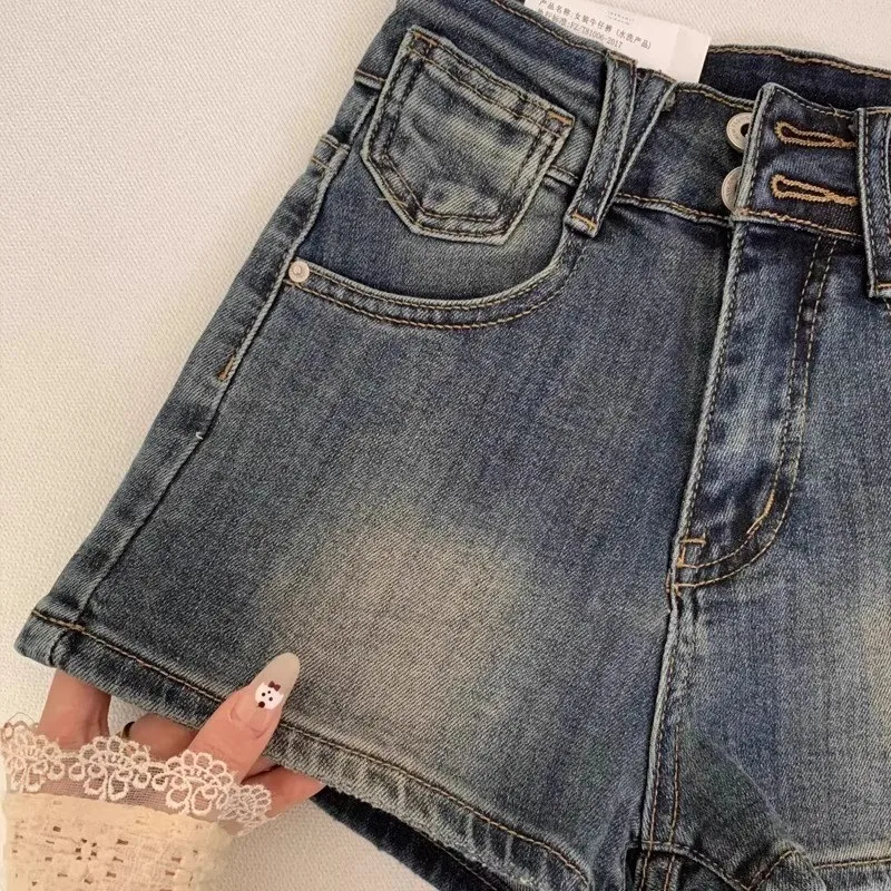Retro American High Waist Ort Jeans Damen Plus Size A-Line Orts Waed Denim Eng anliegende Sommer-Heat-Hose