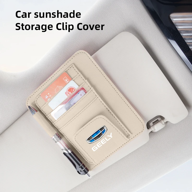 Parasol de cuero PU para coche, gafas de sol, bolsa de almacenamiento para tarjetas de billete, accesorios para Geely Boyue Haoyue Vision-X3, nueva visión emgrand