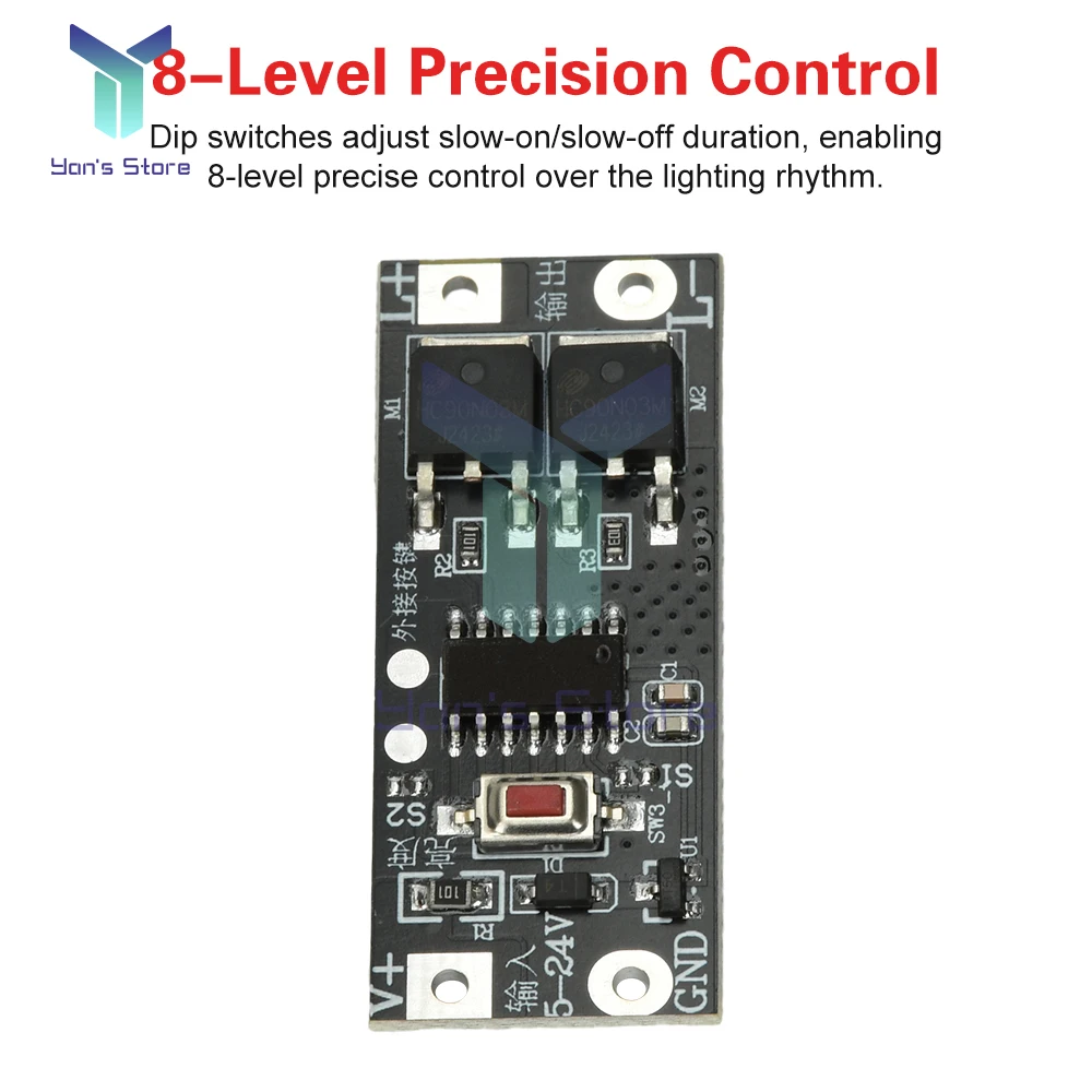 100-W-LED-Dimmermodul mit Softstart-Stopp-Speicherfunktion, breite Spannung 5–24 V für LED-Streifenlichter