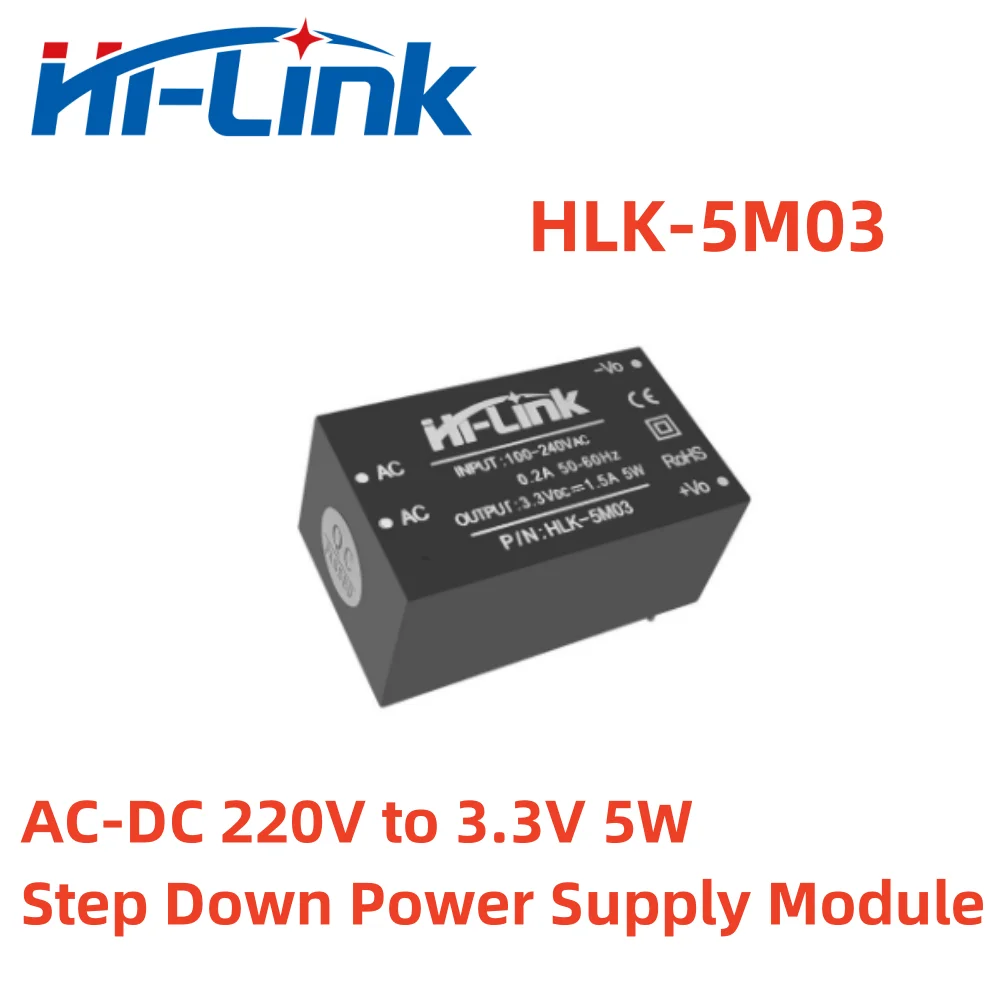 

Free Shipping Household AC DC 220V to 3.3V Power Supply Module HLK-5M03 10pcs/Lot Adjustable High Efficiency Step Down Converter