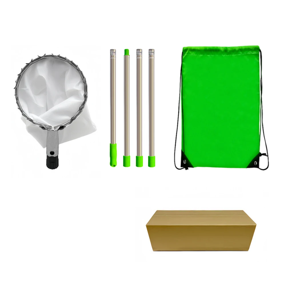 قطب منتقي الفاكهة مع حقيبة تخزين من الفولاذ المقاوم للصدأ أداة قطف شجرة عالية البستان أداة منتقي البرتقال للكرز والبرتقال والليمون