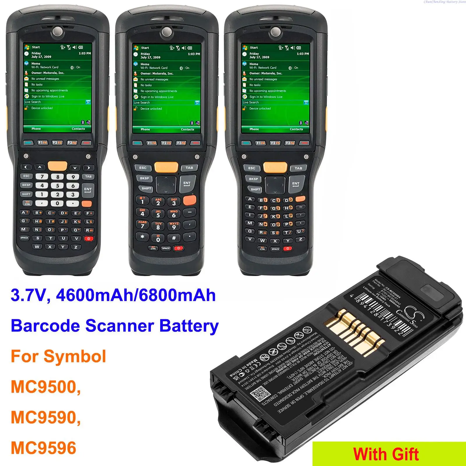 

OrangeYu 4600mAh/6800mAh Barcode Scanner Battery BTRY-MC95IABA0, 82-111636-01 for Symbol MC9500, MC9590, MC9596