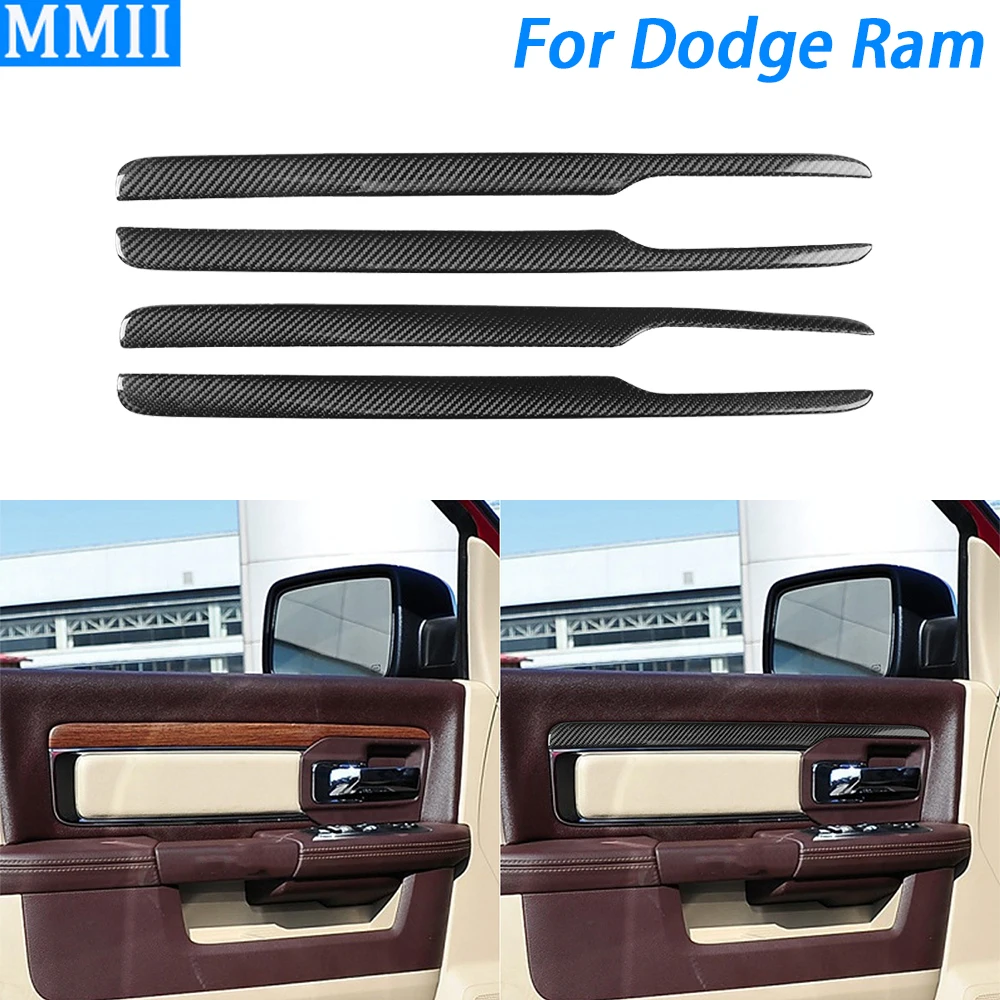 For Dodge Ram 1500 2013-2018 Real Dry Carbon Fiber Inner Door Panel Trim Cover Car Interior Decoration Modification Accessories