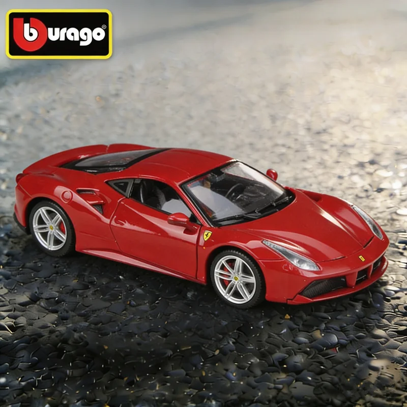 

New Bburago 1:24 488 GTB Alloy Scale Car Model Diecast Metal Static Collection Ornament Children Toy Car Vehicles Birthday Gifts